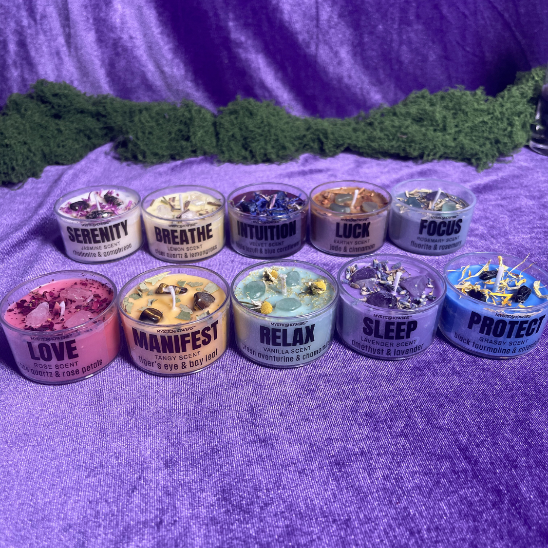Energy Candles with Crystals & Botanicals