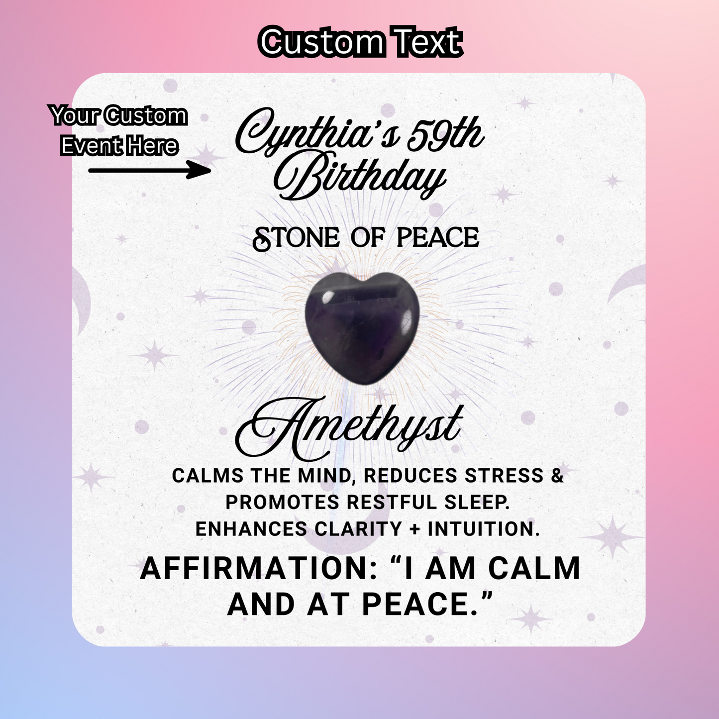 Custom Mini Healing Amethyst Crystal Gift Bags: Pocket Affirmation Stones, Party Favors