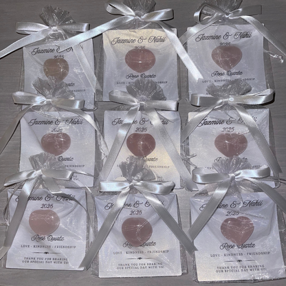 Custom Rose Quartz Crystal Heart Favors: Keepsake Gift