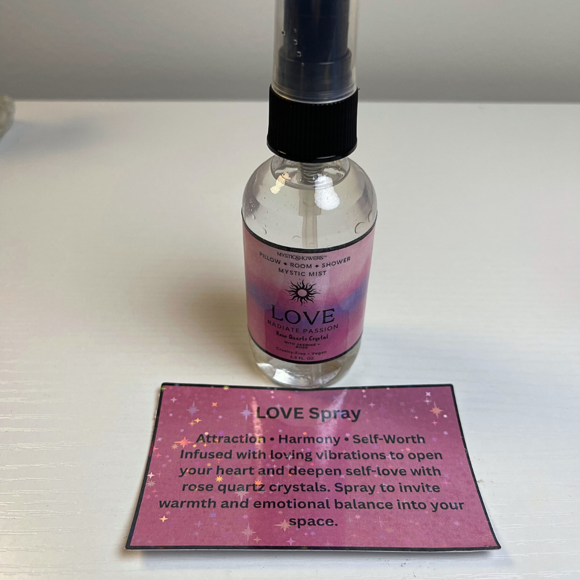 Crystal-Infused Intention Aromatherapy Mist: Natural Room, Shower & Pillow Spray | Love, Relax, Money, Aura + Sleep