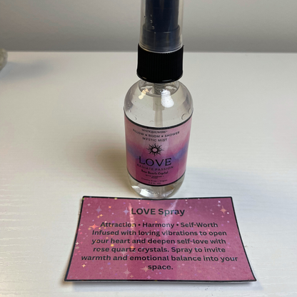 Crystal-Infused Intention Aromatherapy Mist: Natural Room, Shower & Pillow Spray | Love, Relax, Money, Aura + Sleep