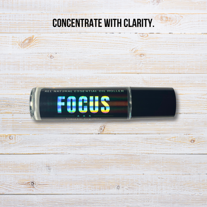 Focus Essential Oil Roller | Mental Clarity & Concentration Crystal Roll-On