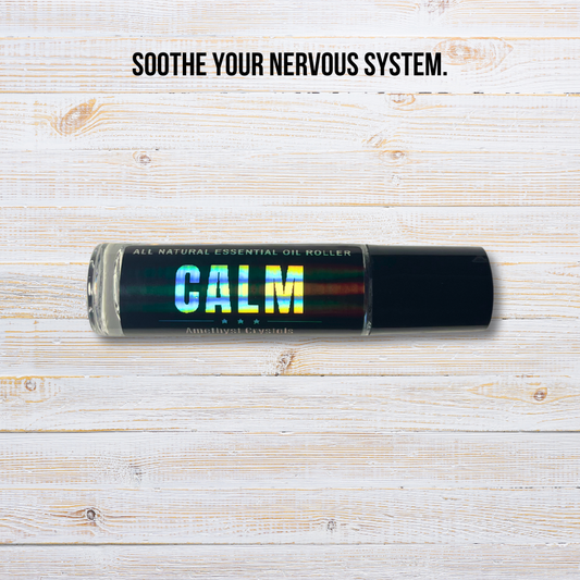 Calm Essential Oil Roller | Crystal Infused Roll-On for Stress Relief & Emotional Balance