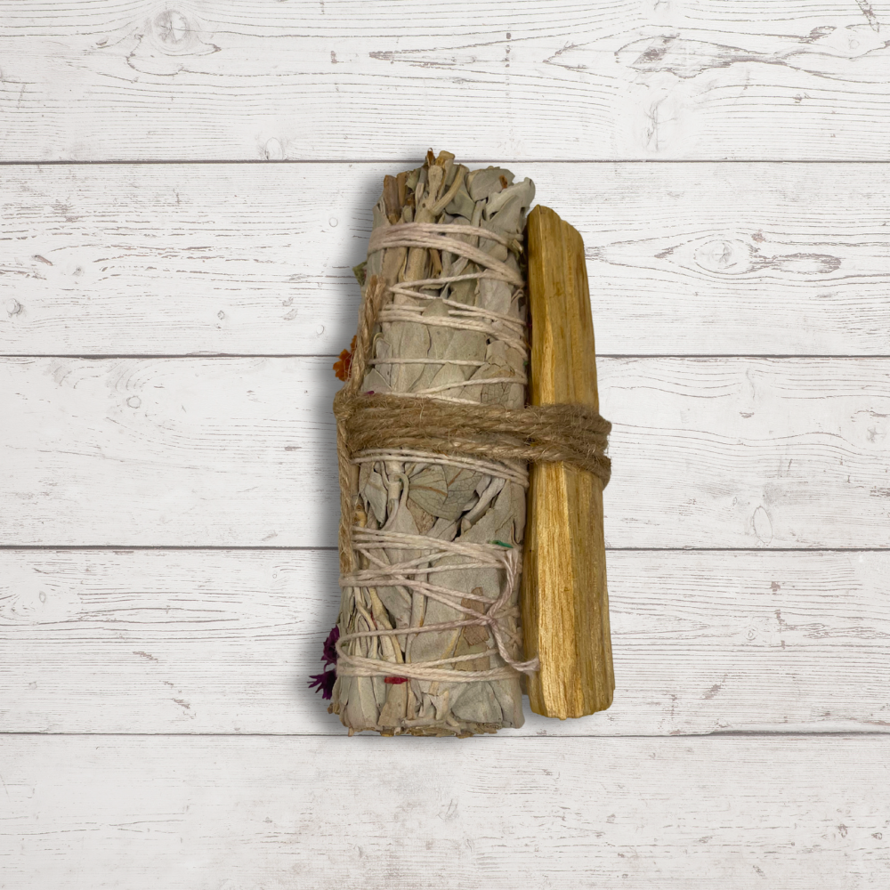 4" Ethically Sourced Chakra Flower & Sage Cleansing Bundle