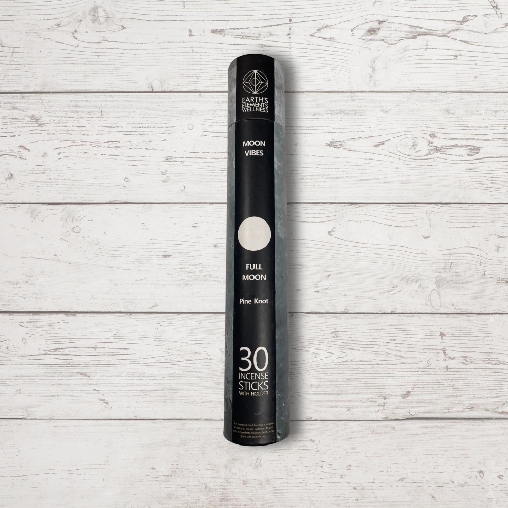 🌕 Full Moon – Pine Knot Incense Tube + Ash Catcher