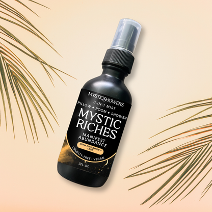 Mystic Riches Shower, Room & Pillow Natural Spray – ATTRACT WEALTH with Jade & Cinnamon