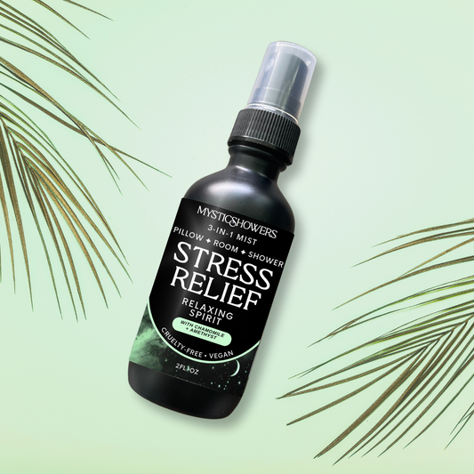 Stress Relief Shower, Room & Pillow Natural Spray – RELIEVE STRESS with Chamomile + Amethyst
