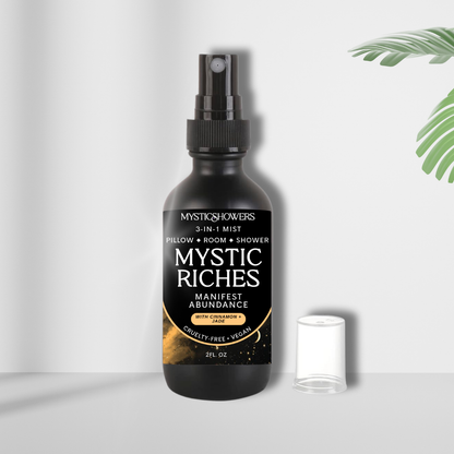 Mystic Riches Shower, Room & Pillow Natural Spray – ATTRACT WEALTH with Jade & Cinnamon