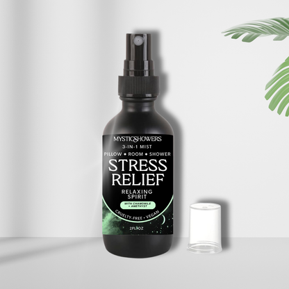 Stress Relief Shower, Room & Pillow Natural Spray – RELIEVE STRESS with Chamomile + Amethyst