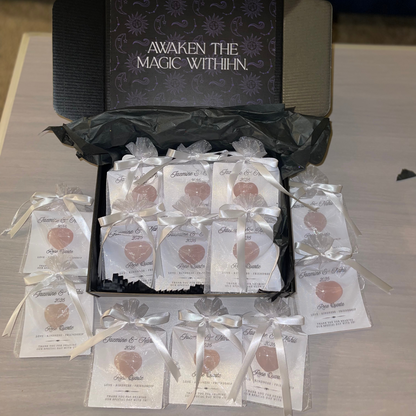 Custom Rose Quartz Crystal Heart Favors: Keepsake Gift