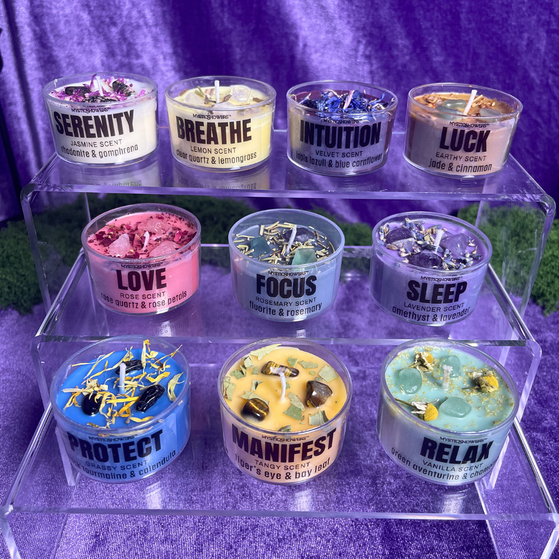 Energy Candles with Crystals & Botanicals