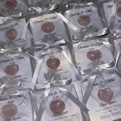 Custom Rose Quartz Crystal Heart Favors: Keepsake Gift