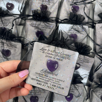 Custom Mini Healing Amethyst Crystal Gift Bags: Pocket Affirmation Stones, Party Favors