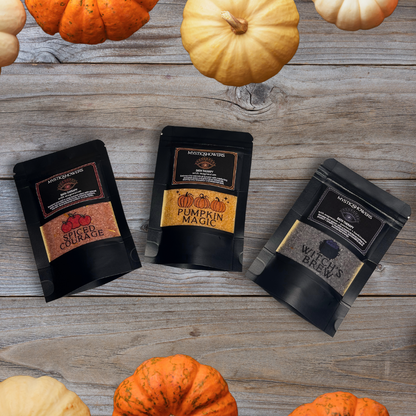 Limited Edition Fall Bath Salts | Pumpkin Magic, Spiced Courage, Witch’s Brew Soaks | Cozy, Courage + Manifestation