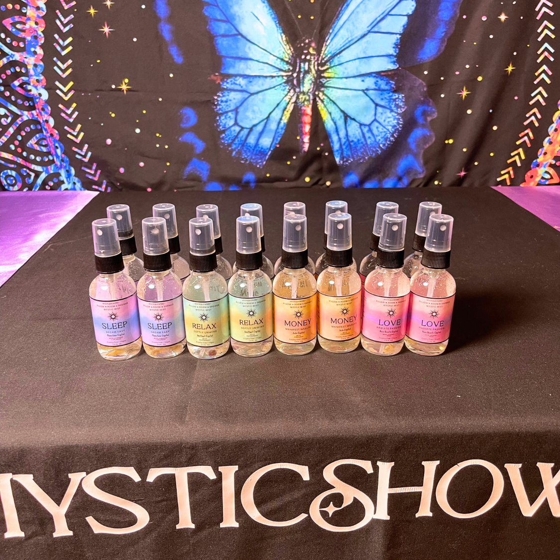 Crystal-Infused Intention Aromatherapy Mist: Natural Room, Shower & Pillow Spray | Love, Relax, Money, Aura + Sleep