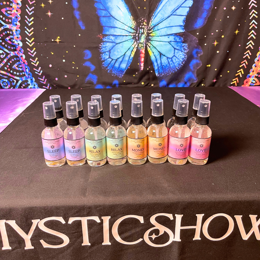 Crystal-Infused Intention Aromatherapy Mist: Natural Room, Shower & Pillow Spray | Love, Relax, Money, Aura + Sleep