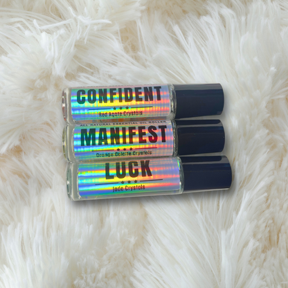 New Year Self-Care Roller Set | Confident, Manifest, Luck | Crystal Infused Essential Oils
