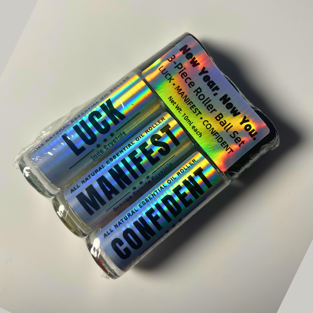 New Year Self-Care Roller Set | Confident, Manifest, Luck | Crystal Infused Essential Oils