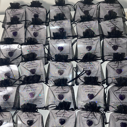 Custom Mini Healing Amethyst Crystal Gift Bags: Pocket Affirmation Stones, Party Favors
