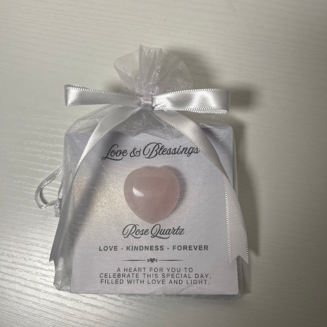 Custom Rose Quartz Crystal Heart Favors: Keepsake Gift