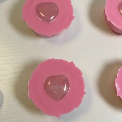 Crystal Infused Soap with Rose Quartz Heart | Cleansing + Crystal Energy | Shea & Japanese Cherry Blossom