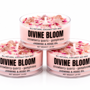 Divine Bloom – Jasmine & Rose Infused with Strawberry Quartz + Gomphrena