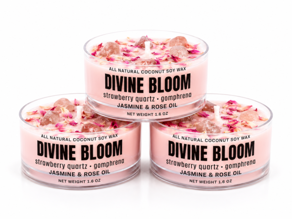 Divine Bloom – Jasmine & Rose Infused with Strawberry Quartz + Gomphrena
