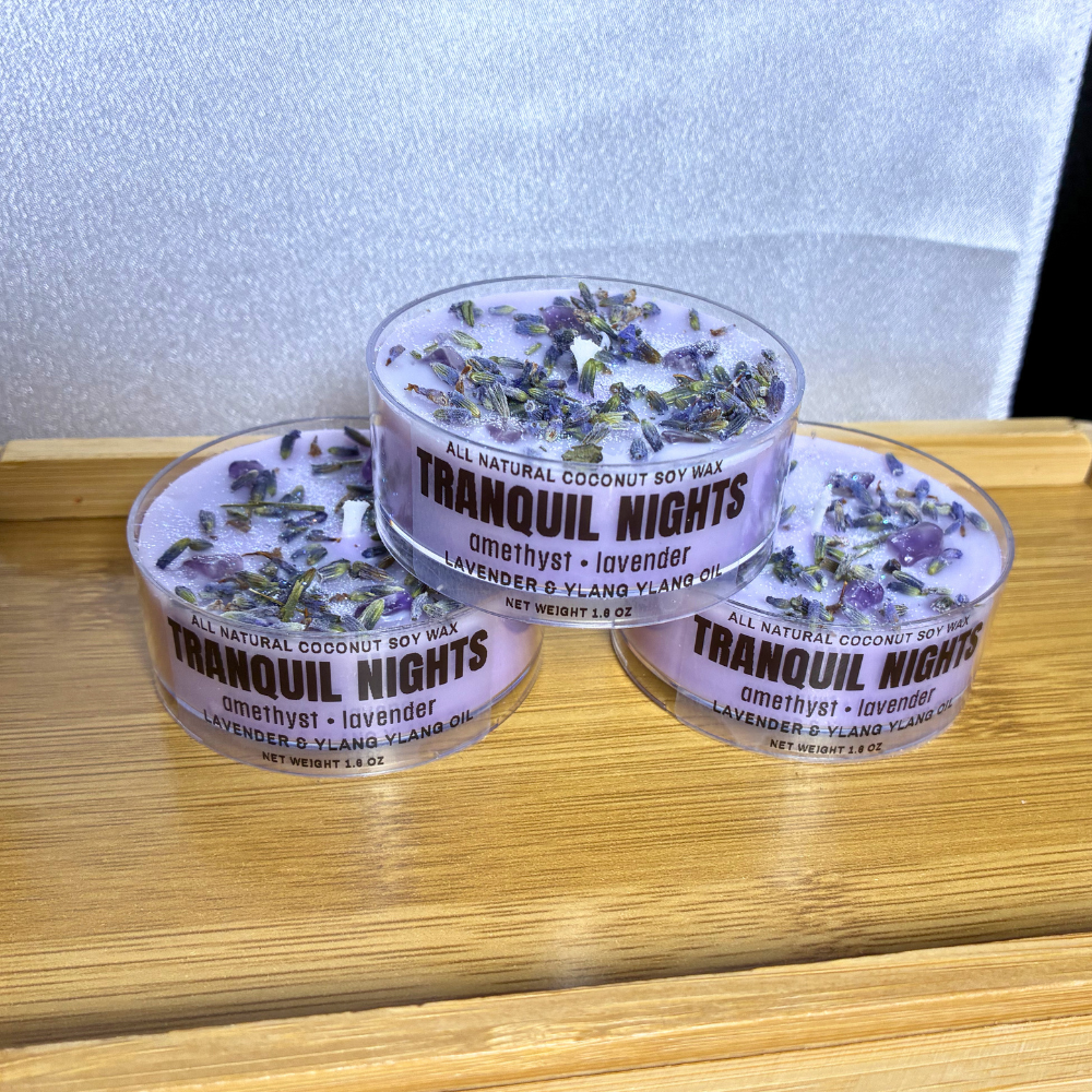 Tranquil Nights – Lavender & Ylang Ylang Infused with Amethyst + Lavender Buds - Image 3