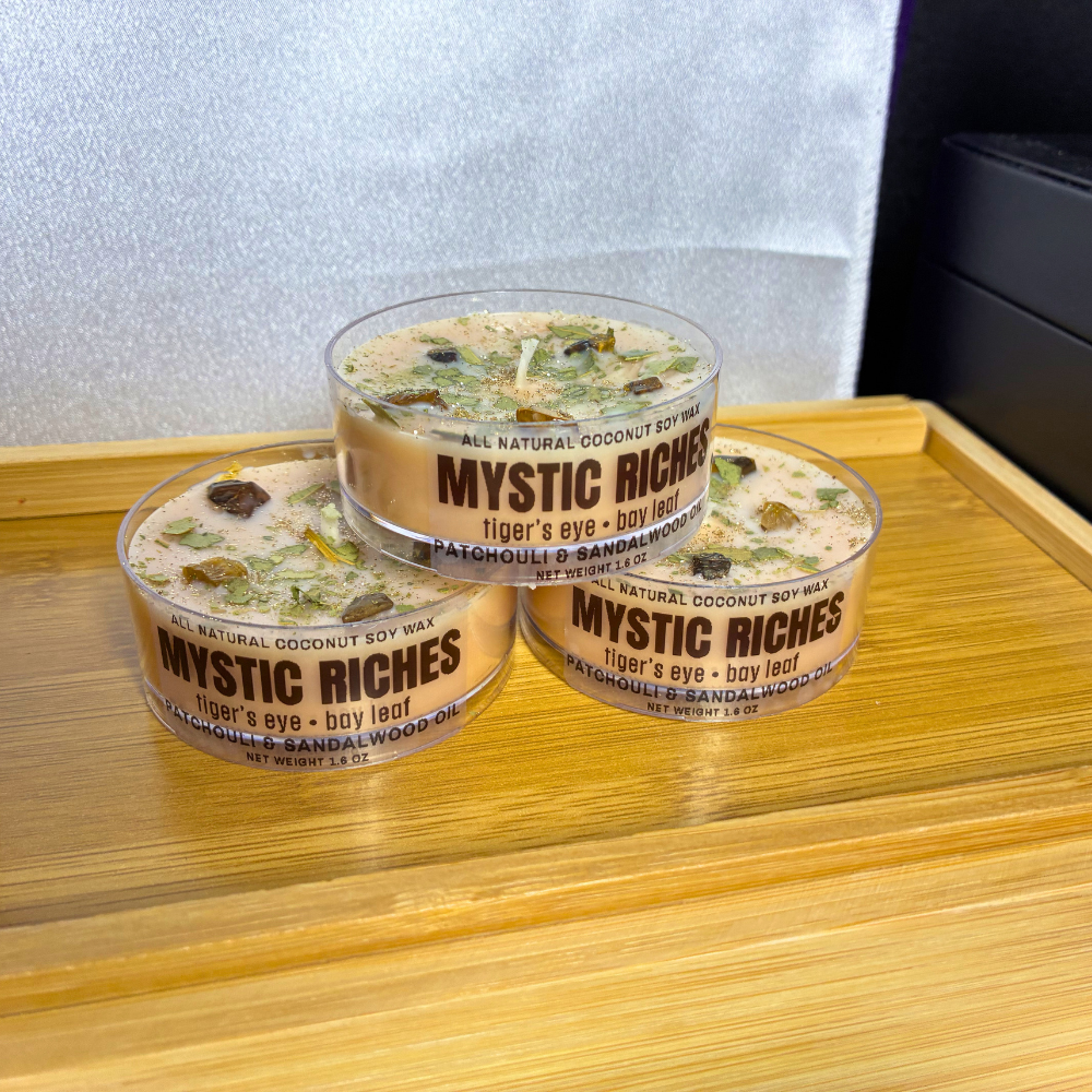 Mystic Riches – Patchouli & Sandalwood Infused with Tiger’s Eye + Bay Leaf - Image 3