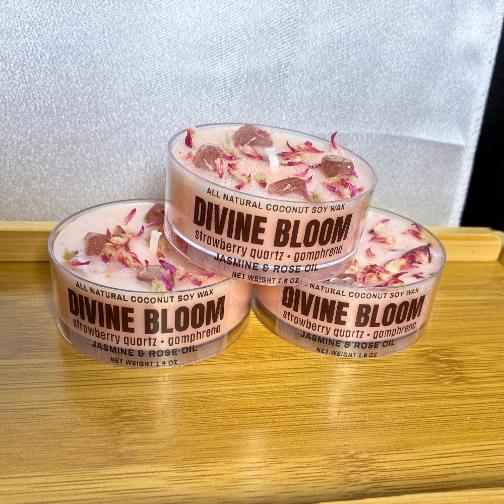 Divine Bloom – Jasmine & Rose Infused with Strawberry Quartz + Gomphrena - Image 3
