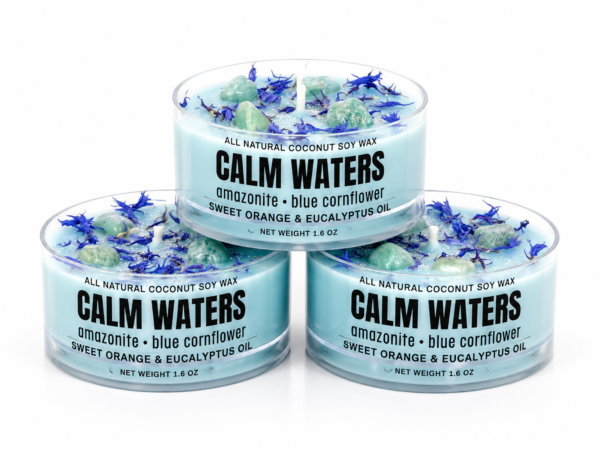 Calm Waters – Sweet Orange & Eucalyptus Infused with Amazonite + Blue Cornflower