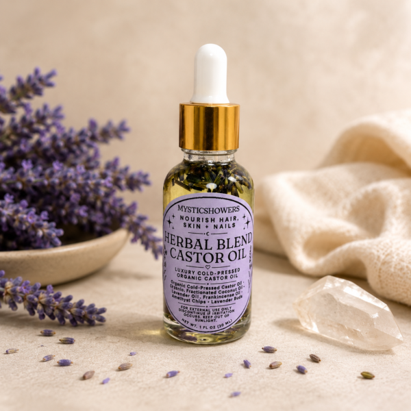 Organic Cold-Pressed Castor Oil | Crystal-Infused | Nails, Hair + Skin | Frankincense, Lavender, Amethyst