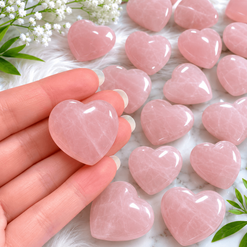 Rose Quartz Hearts 30mm 1.2in 3cm