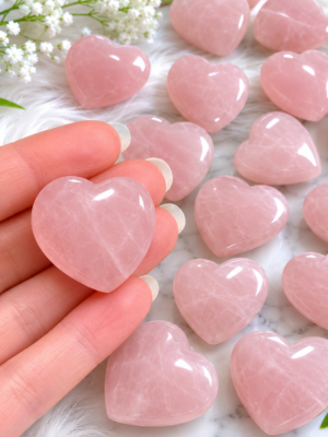 Rose Quartz Heart Crystal | 30mm (1.18”) Polished Healing Stone | Pocket Crystal | Wholesale