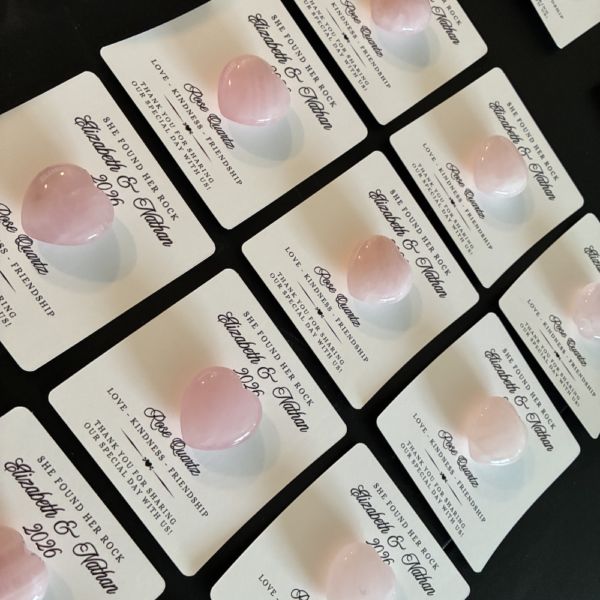 Custom Rose Quartz Healing Crystal Heart Wedding Favors Keepsake Gift