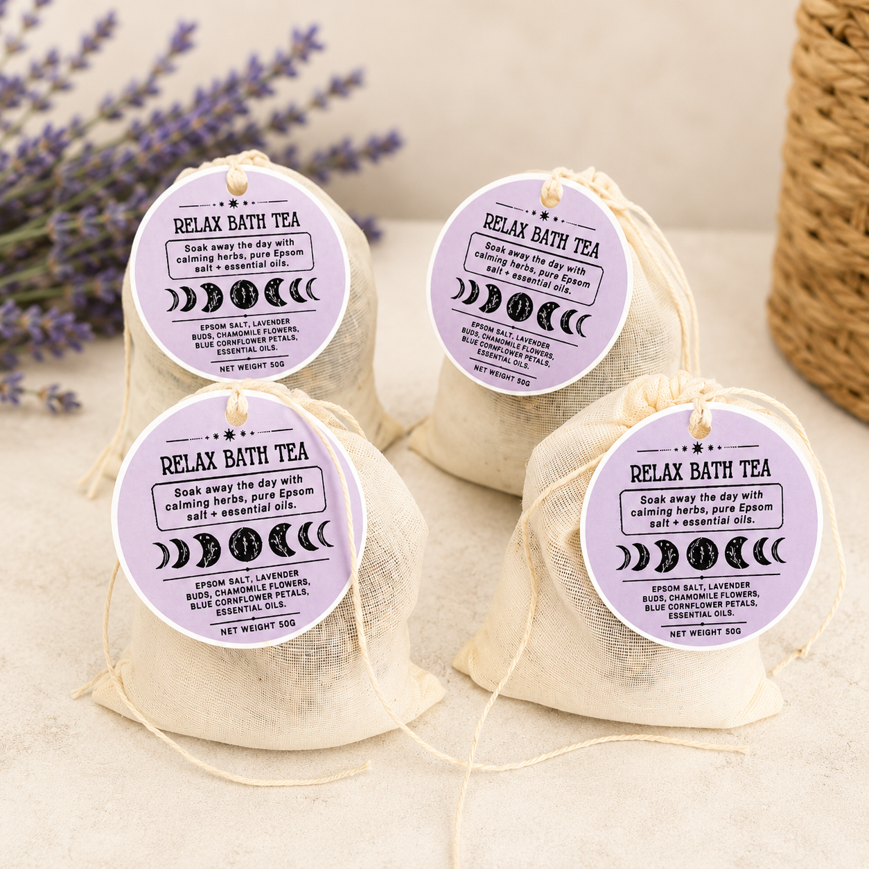 All Natural Relax Bath Tea with Botanicals & Essential Oils
