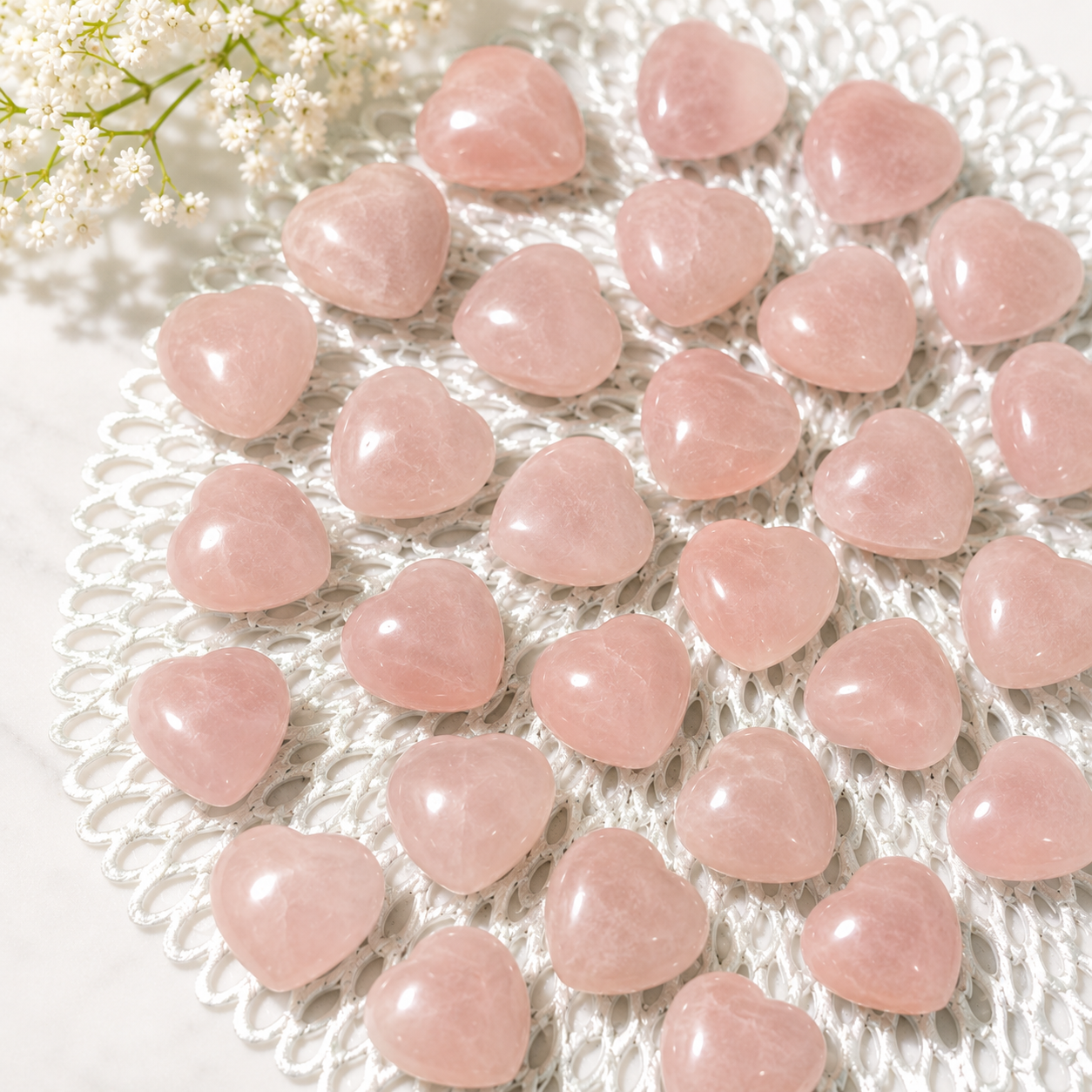 Rose Quartz Heart Crystal | 30mm (1.18”) Polished Healing Stone | Pocket Crystal | Wholesale - Image 3