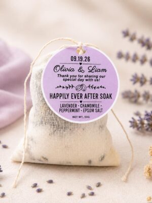Personalized Bath Tea Favor Bags | Lavender Chamomile Epsom Salt Soak