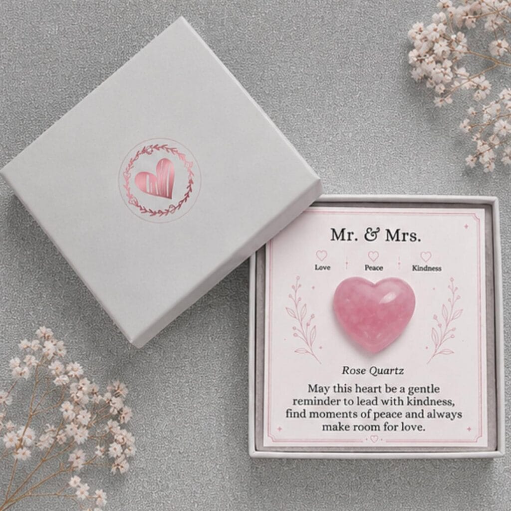 Rose Quartz Heart Keepsake Box | Polished Crystal Gift Card (Ready to Gift)