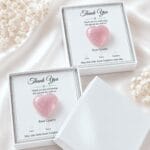 Rose Quartz Heart Wedding Favor Gift Box | Crystal Keepsake with Thank You Card