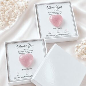 Rose Quartz Heart Wedding Favor Gift Box | Crystal Keepsake with Thank You Card