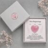 Rose Quartz Heart Keepsake Box | Polished Crystal Gift Card (Ready to Gift)